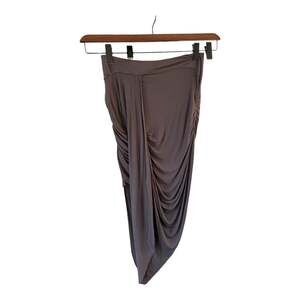 Free People Dark Grey Draped Ruched Asymmetrical Maxi Skirt Size M